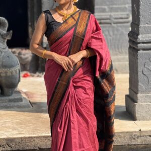 Rose Pink Handwoven Cotton Saree