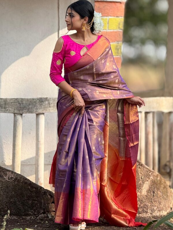 Mixed Shades Silk Saree - Image 2