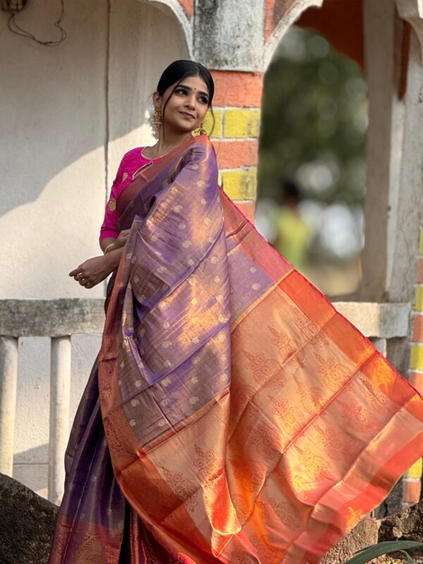 Mixed Shades Silk Saree - Image 3