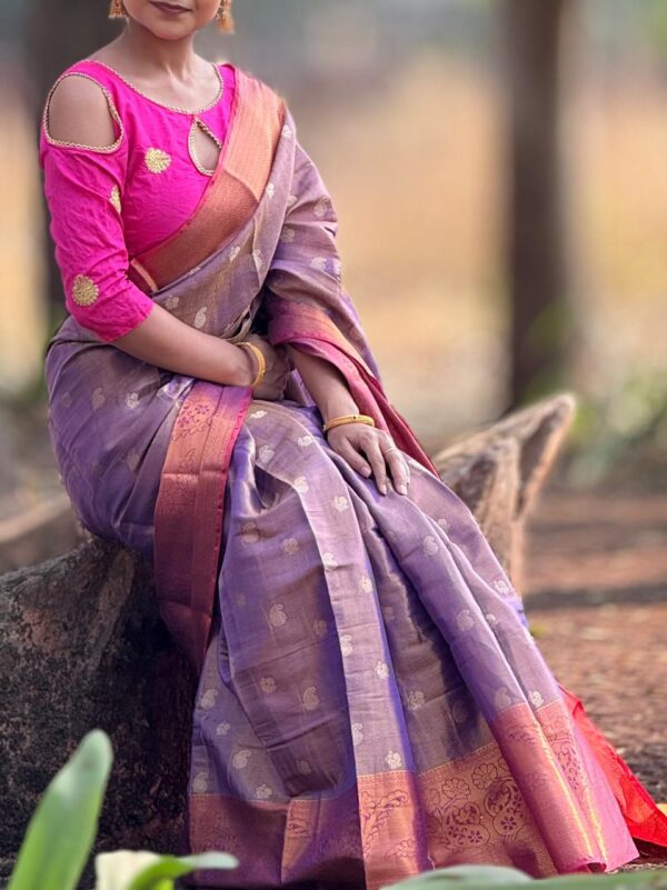 Mixed Shades Silk Saree - Image 4