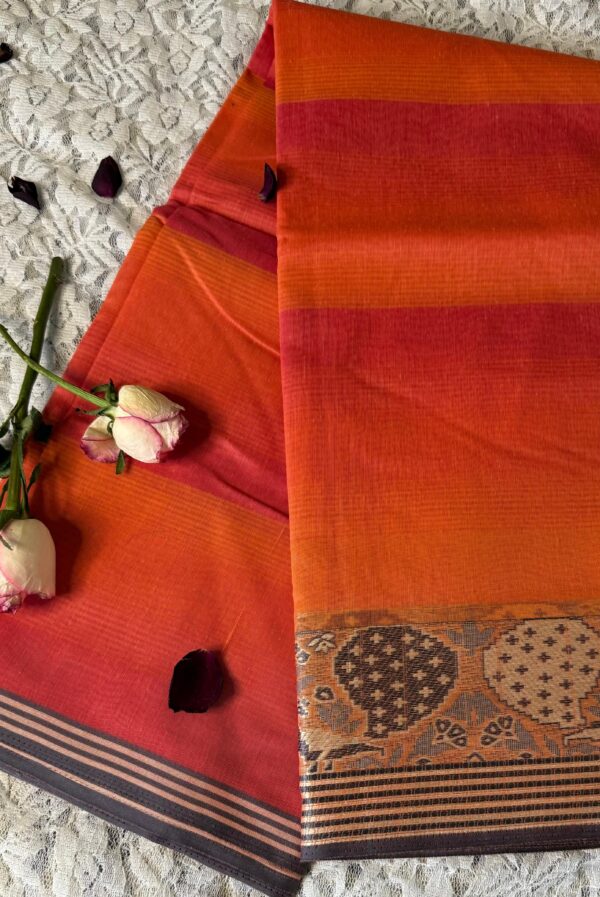 Cotton Silk Saree with Silver Border - Image 9