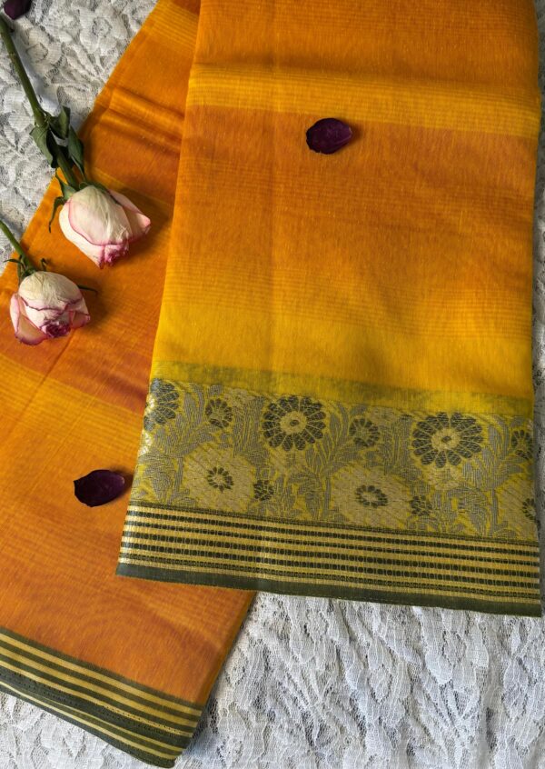 Cotton Silk Saree with Silver Border - Image 7