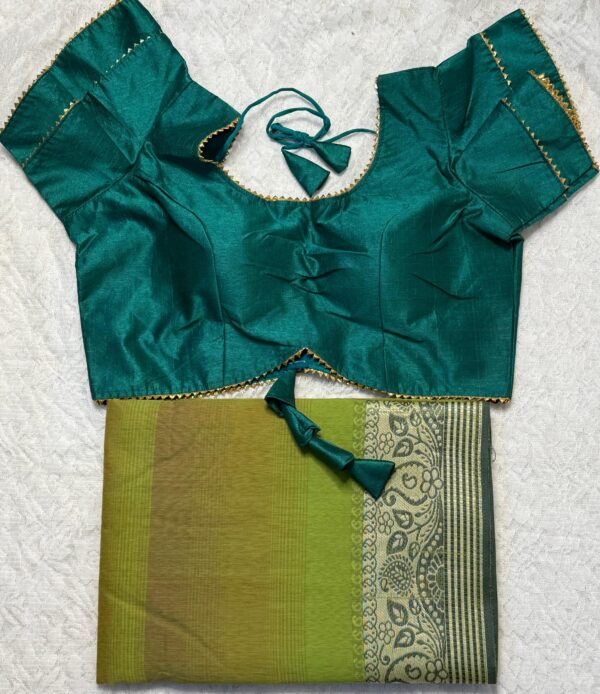 Cotton Silk Saree with Silver Border - Image 6