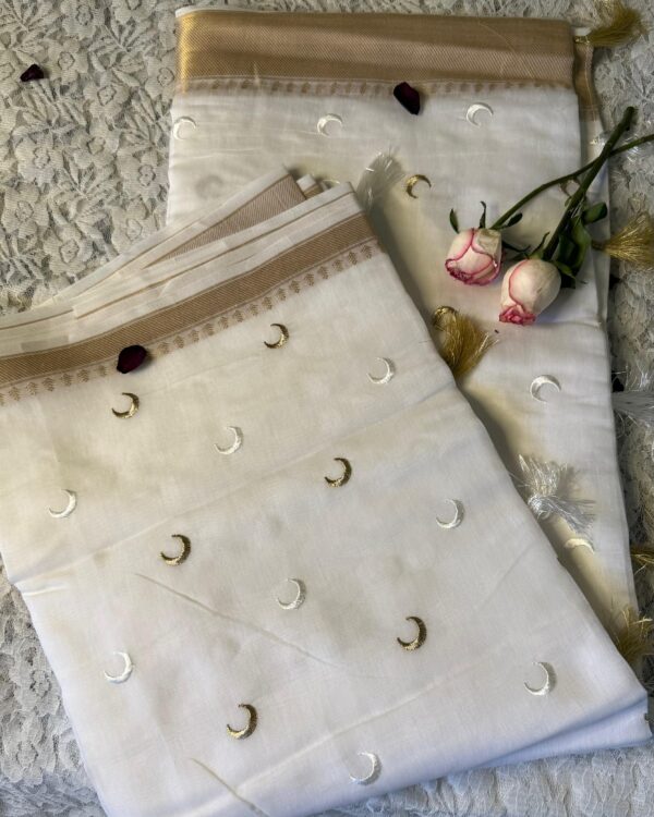 Moonlight White Chanderi Saree - Image 3