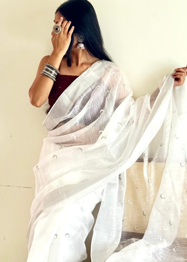Moonlight White Chanderi Saree