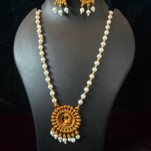 Kathiki Divine Pearl Temple Necklace Set