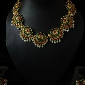 Kathiki Rajwada Chandbali Necklace Set