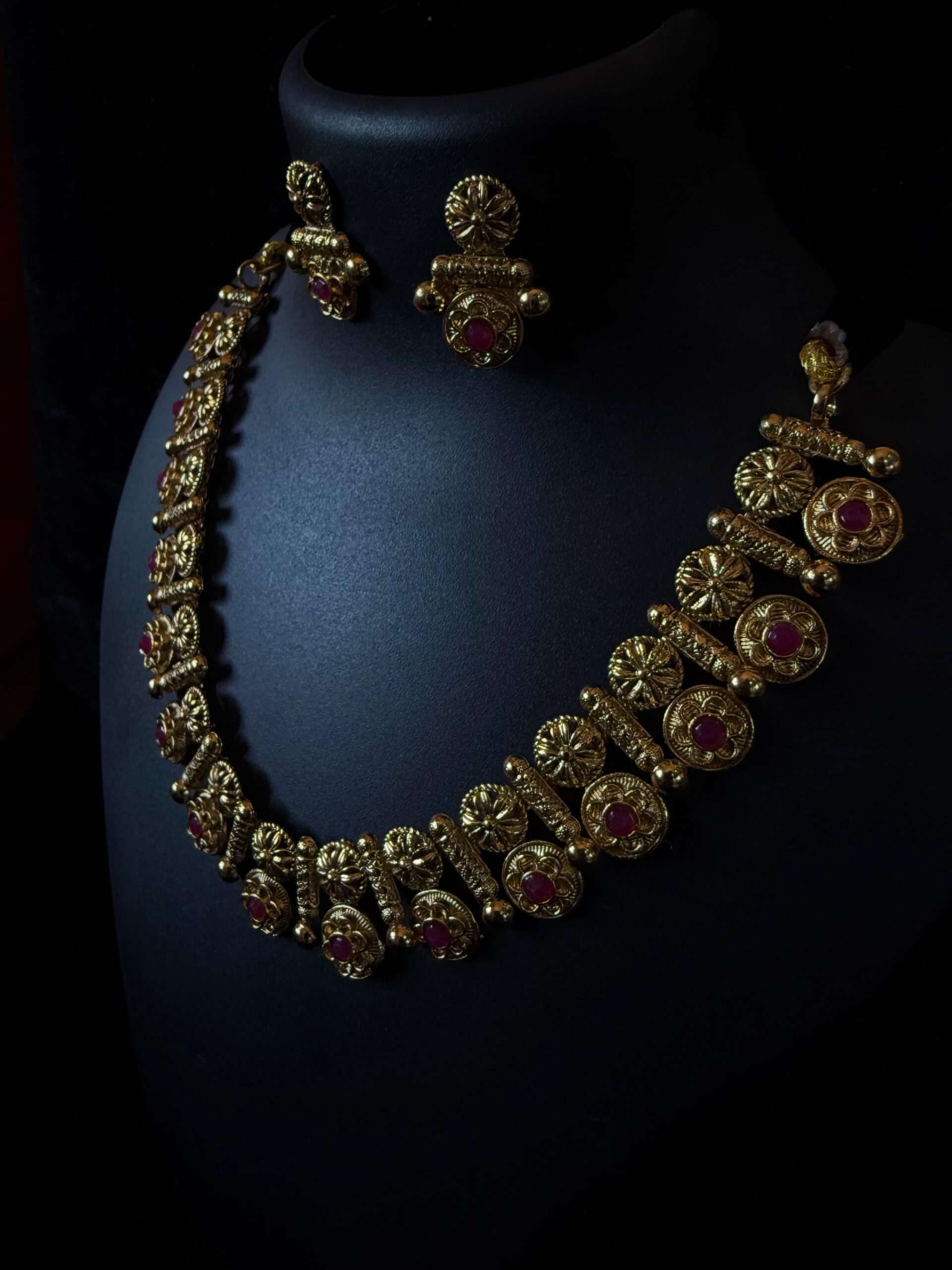 Kathiki Royal Blossom Antique Necklace Set - Image 2