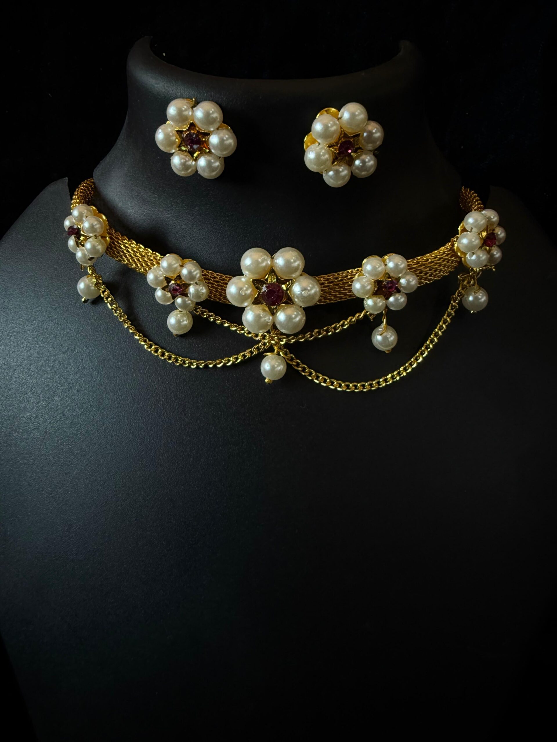 Kathiki Sitara Floral Pearl Set