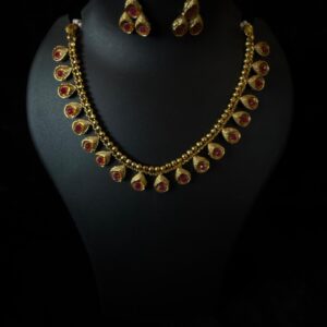 Kathiki Royal Ruby Gold-Plated Necklace Set