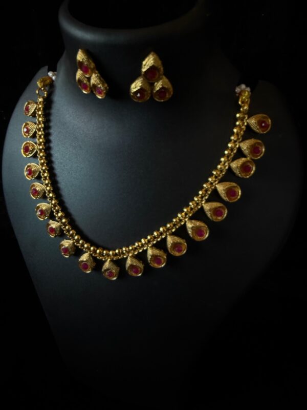 Kathiki Royal Ruby Gold-Plated Necklace Set - Image 2