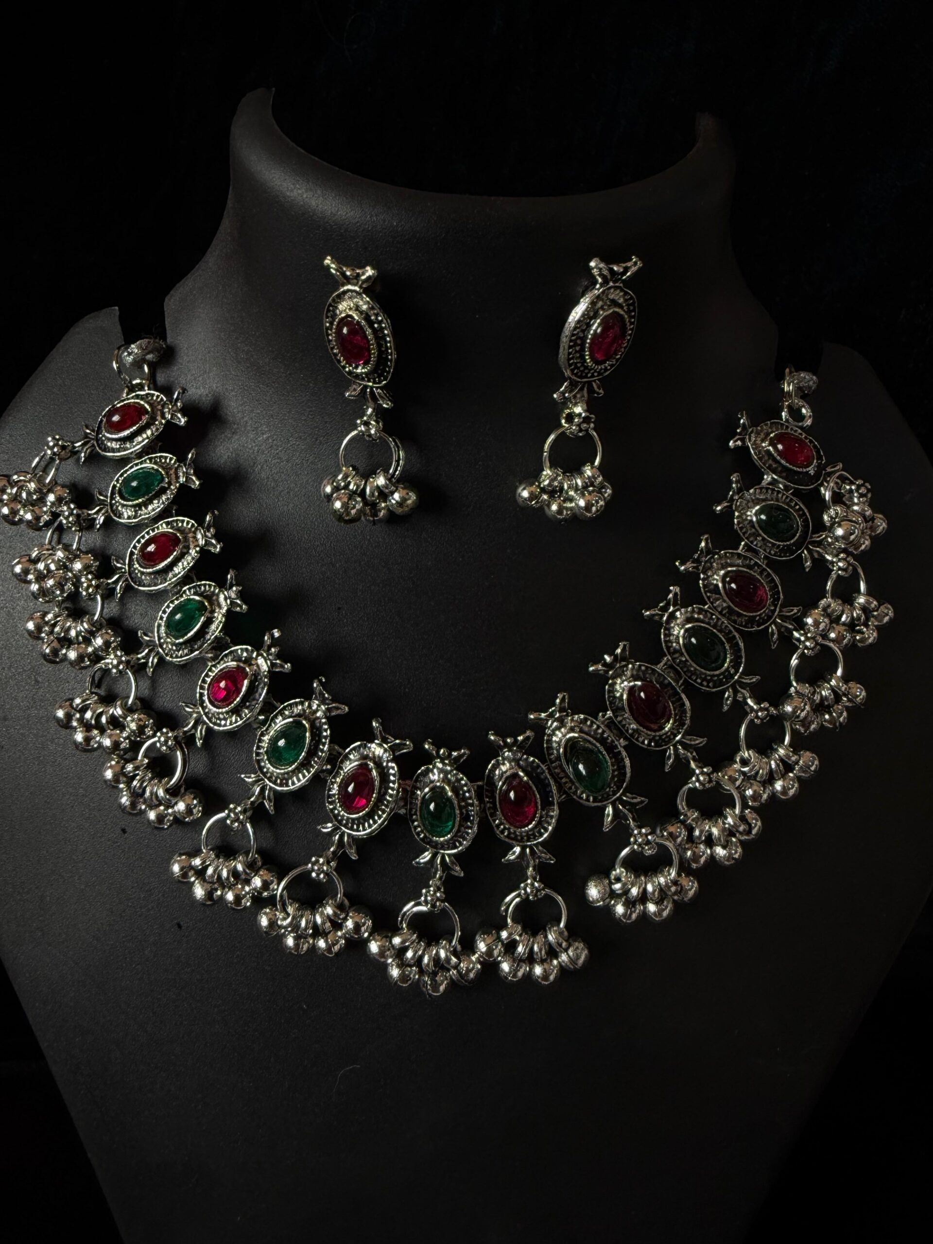 Kathiki Oxidized Silver Set