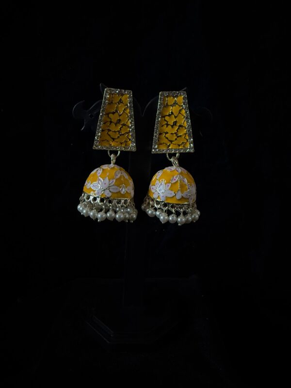 Kathiki Sunehri Phool Jhumkas - Image 2