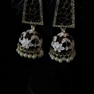 Kathiki Sunehri Phool Jhumkas Black