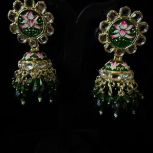 Kathiki Rajsi Kundan Jhumkas Green