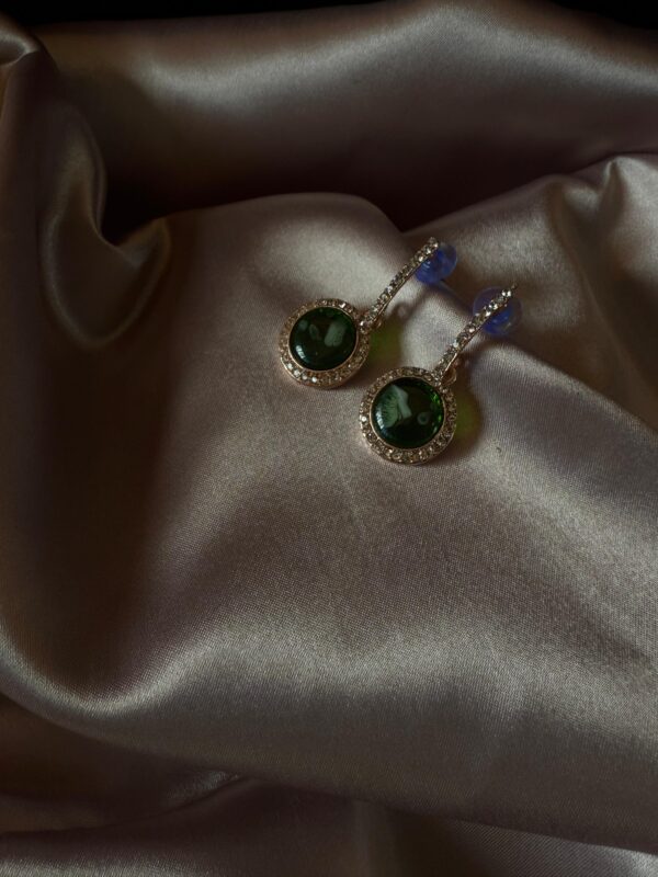 Kathiki Noor Crystal Earrings Green - Image 2