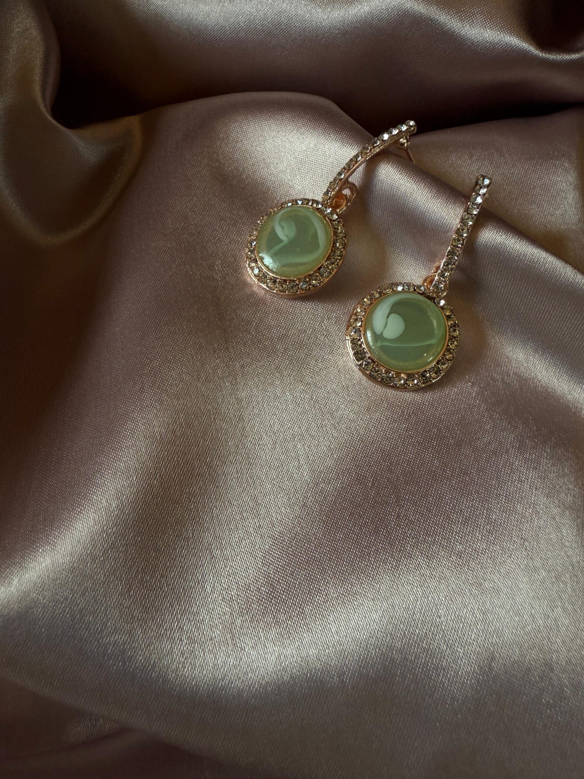 Kathiki Noor Crystal Earrings Pastel Green