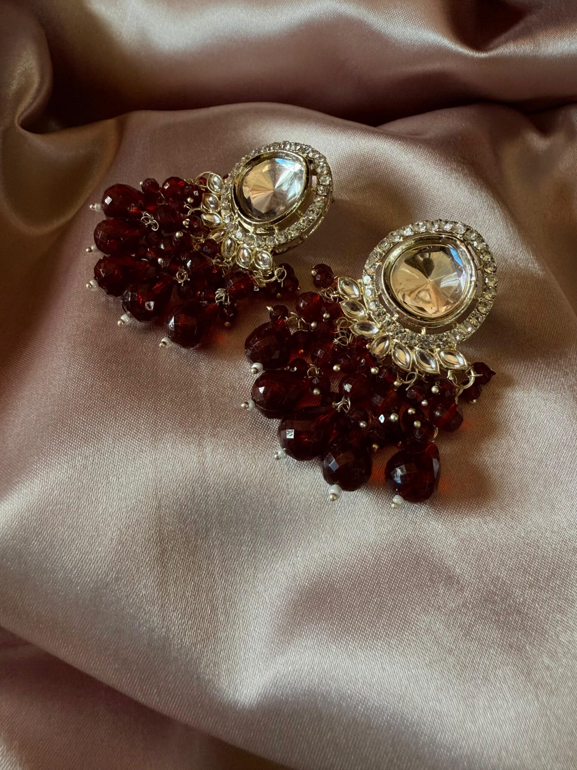 Kathiki Sitara Mirror Chandbali Brown
