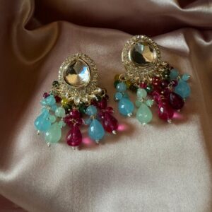 Kathiki Sitara Mirror Chandbali Multicolor