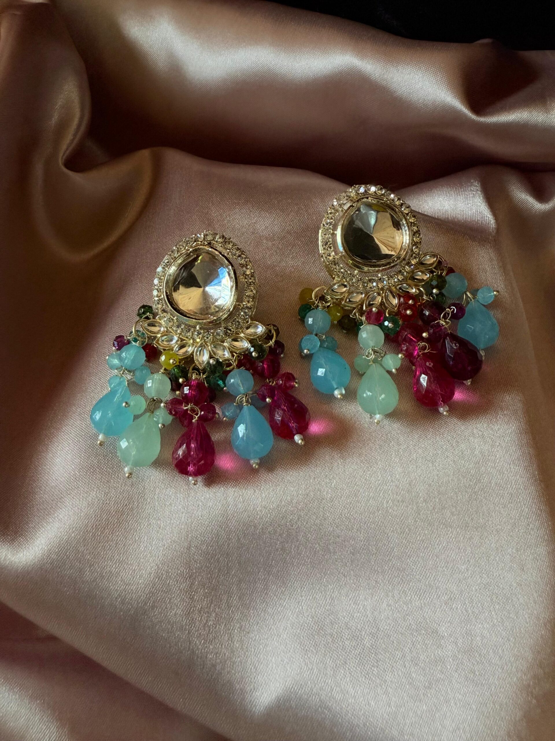 Kathiki Sitara Mirror Chandbali Multicolor