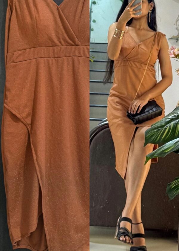 Cinnamon Glow Satin Midi Dress - Image 2